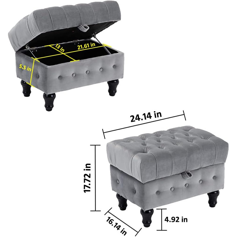Eman Upholstered Ottoman, Gray