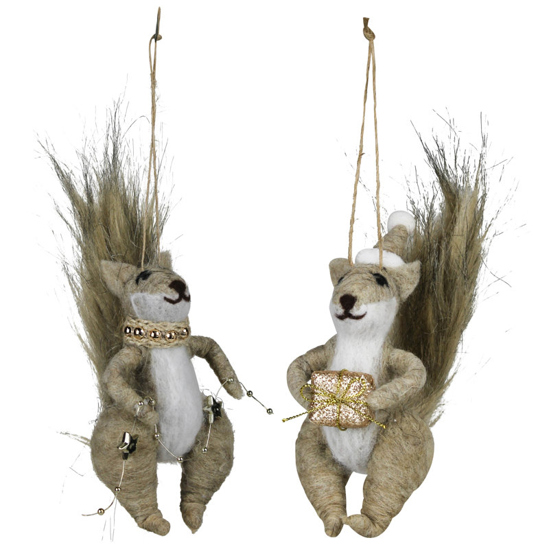 Ornements en écureuil, feutre, ensemble / 2 poids individuel 0,6 oz