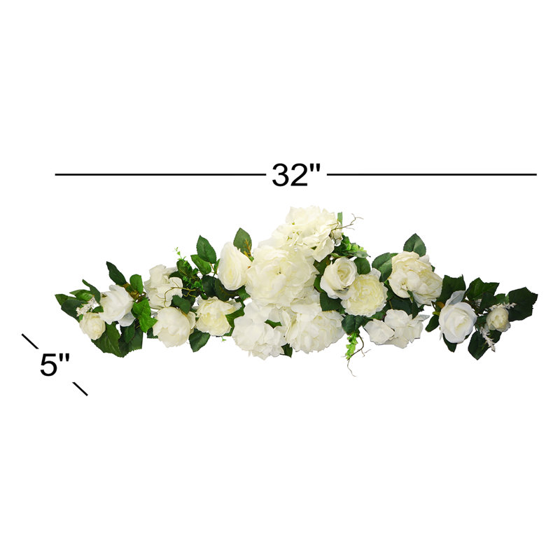 Ornement en hortensia crème 32 po