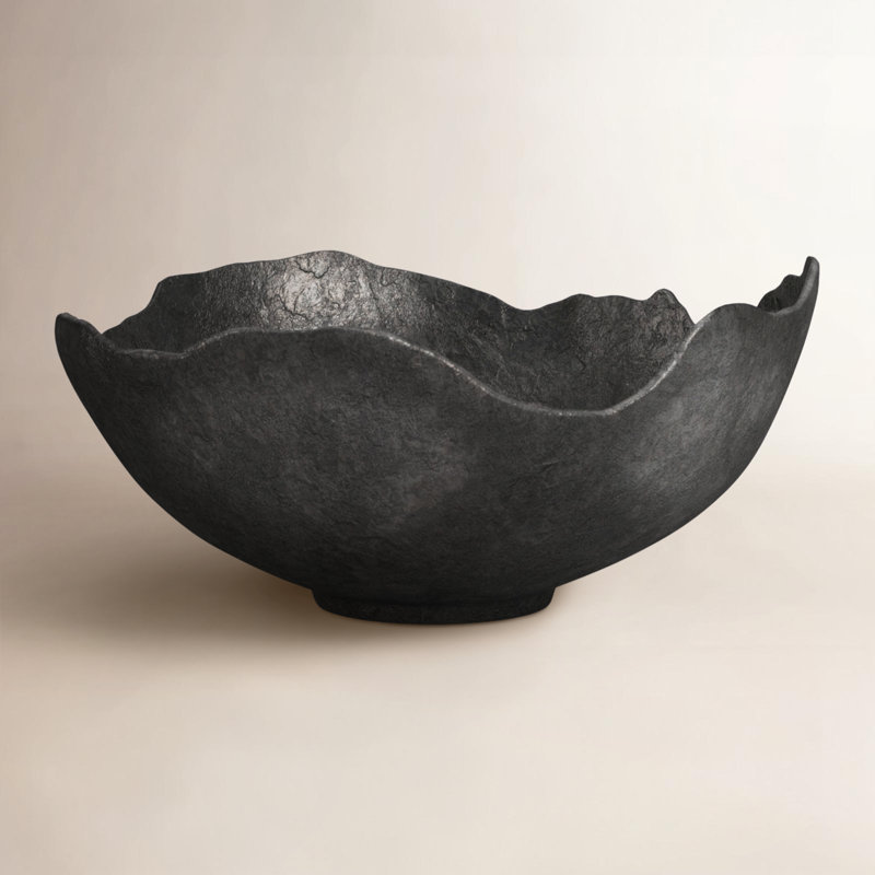 Thacker Rough Wash Grey Round Large Bowl