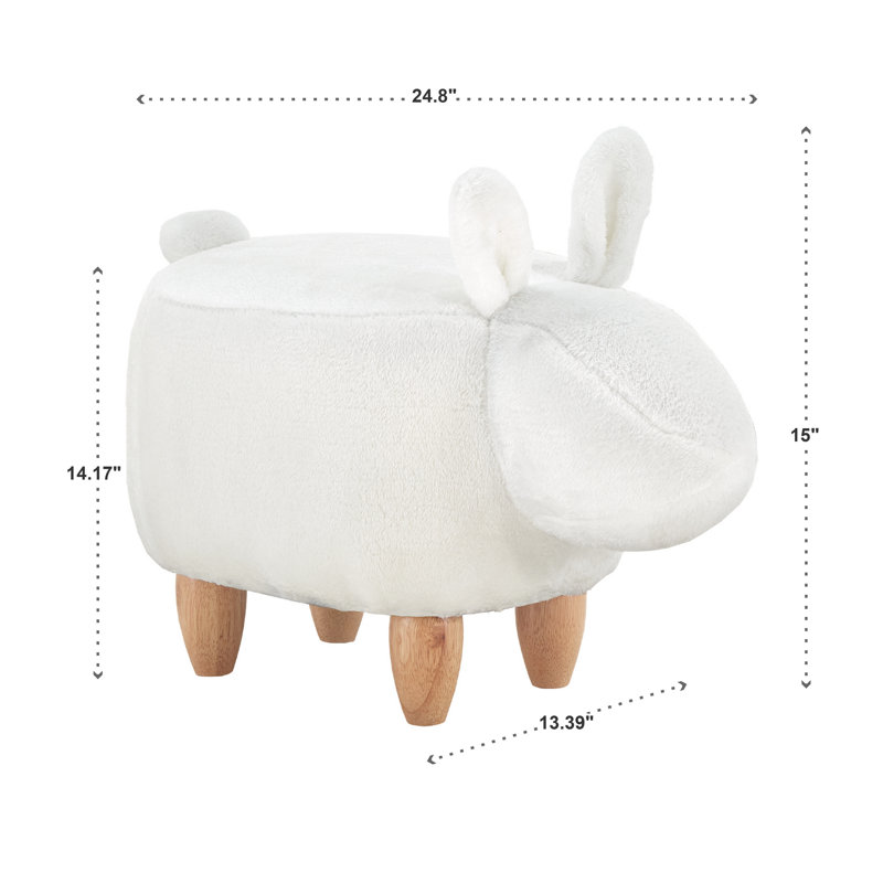 Aguayo Upholstered Ottoman, White Polyester Blend