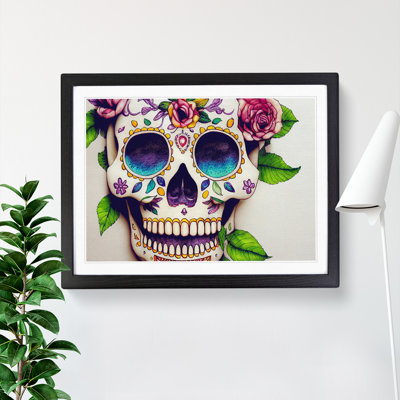 Masterful Floral Sugar Skull - Single Picture Frame Print