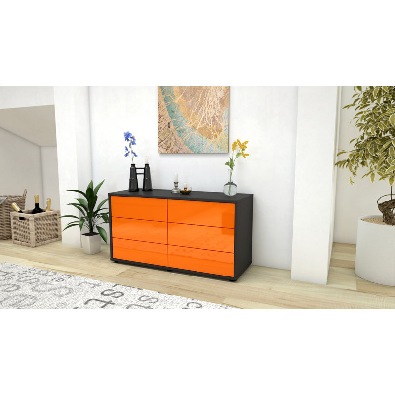 Cossette TV Stand, High-gloss Orange / Matte Anthracite