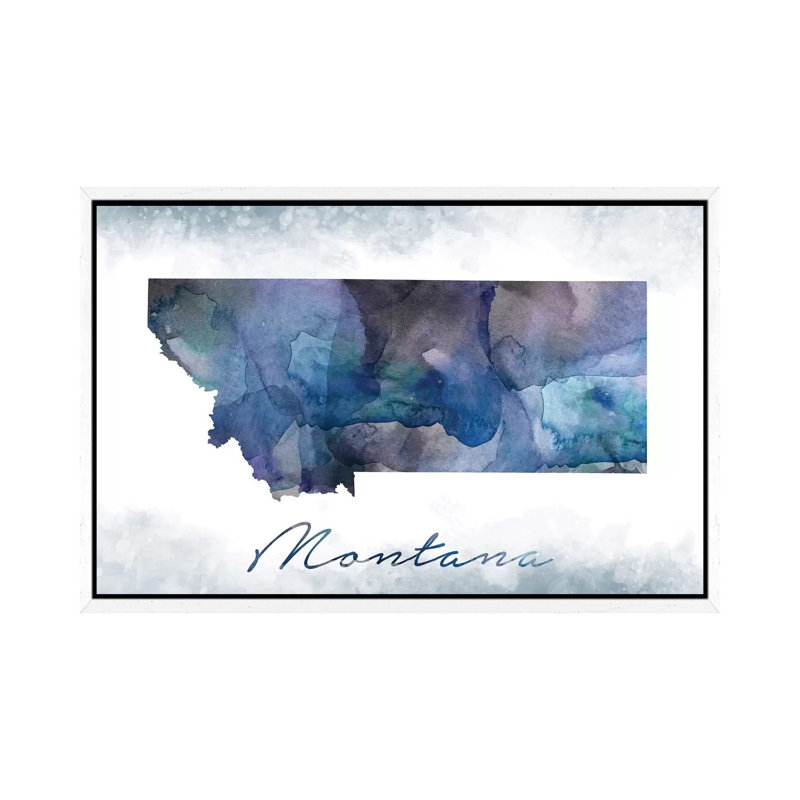 Montana State Bluish 1 Piece Wall Art on Canvas, 66.04 cm H x 45.72 cm W, White Framed