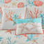 Courtepointe très grand / très grand Coral - 6 pièces en coton avec des coquillages imprimés, des étoiles de mer et des coraux pour une ambiance chaleureuse dans une chambre romantique
