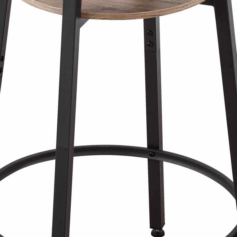 Bar Table, 3PCS 23.5″ Bars Tables Set, Bar Tables and Chair Set with Rounded Corner Design, Round Pub Table with Two Stools for Office Desk, Breakfast Corner, Mini Bars, Light Gray, Black
