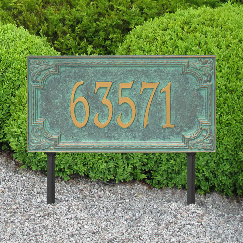 Plaque d'adresse sur 1 ligne Signature Series, Bronze, Oui, Vert-de-gris
