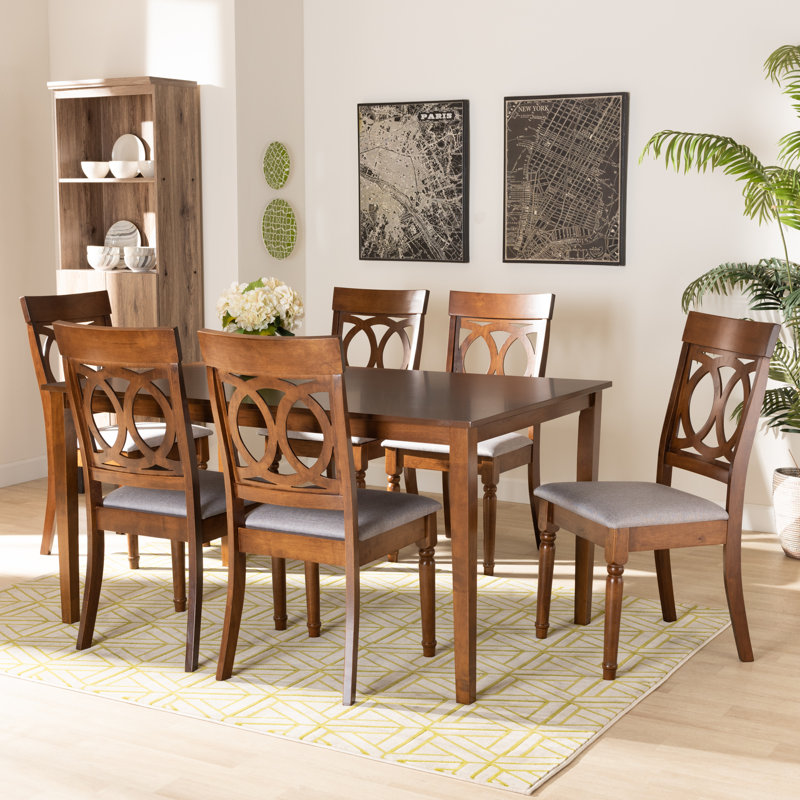Ingaret 6 - Person Four Leg Dining Set, Walnut Brown, 7