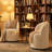 Upholstered Kitchen & Dining Room Barrel Chair, Mid Century Modern Round Velvet Dining Chair, 360 Degree Swivel Comfy Armless Accent Makeup Vanity Side Chair for Bedroom Living Room-1726629062-1720828870