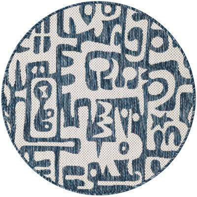 Contemporary Nykeia Area Rug Blue Color
