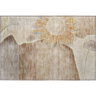 Premium Machine Washable Prisco Brown Rug