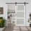 3-Lite Frosted Glass Barn Door Sliding White Finished Solid + Manufactured Wood Closet Pantry Doors with Soft Close and Double-sided Handle(Assembly Required)