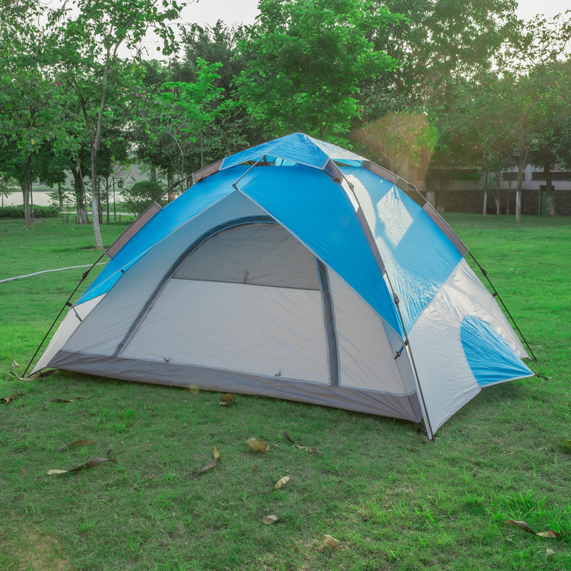 Tente de camping pour 4 personnes, Bleu / blanc