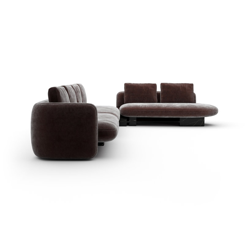 *Overlap L Bumper Sectional Dk Taupe, Brown Polyester Blend