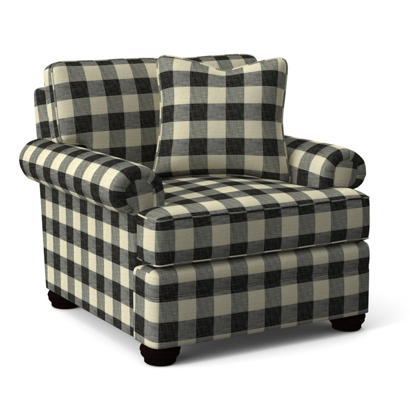 Kensington Armchair, Black Buffalo Check; 0120-81, Java Finish