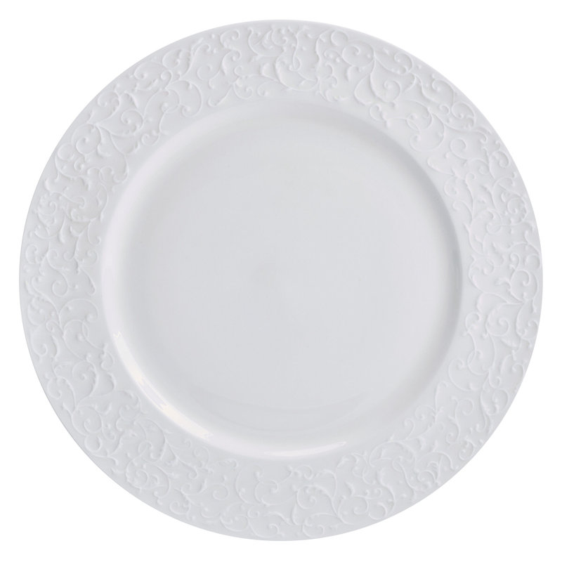 Embossed Parchment 18-Piece Chip-Resistant Bone China Dinnerware Set, Service for 6