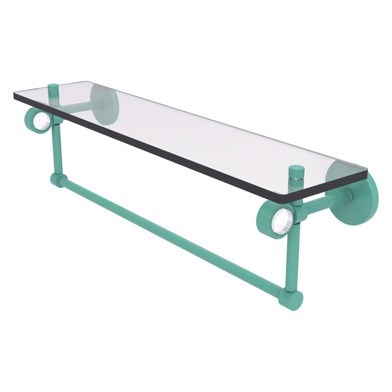 Tablette flottante avec barre à serviettes Clearview, H 6,2 po x l 22 po x P 5,65 po, Vert écume de mer