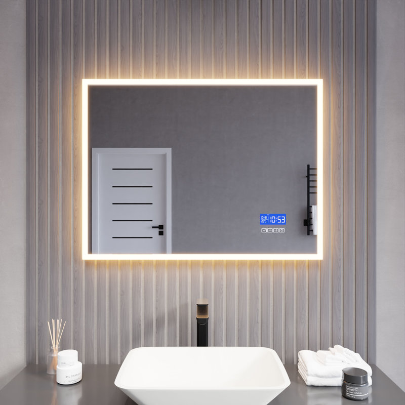 Rectangular Frameless LED Bathroom Vanity Mirror with Defogger
