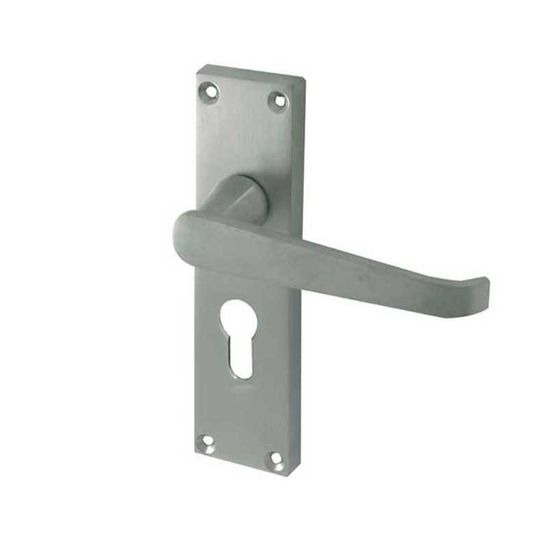 Victorian Euro Profile Door Handle, Satin Chrome