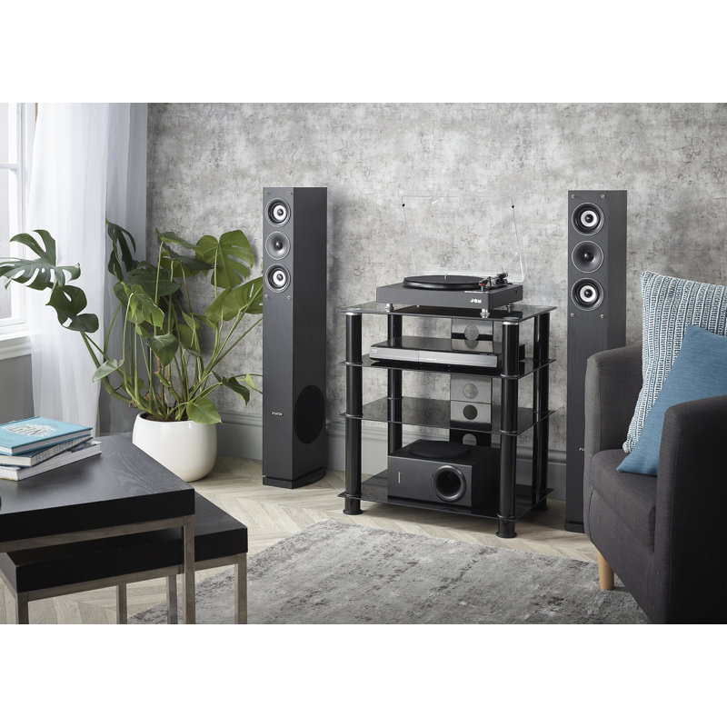 4 Shelf HiFi Rack, Black, Black