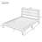 Queen Size Rubber Wooden, Solid Wooden Bed With Rattan Headboard, Enhanced By Support Feet,Oak White