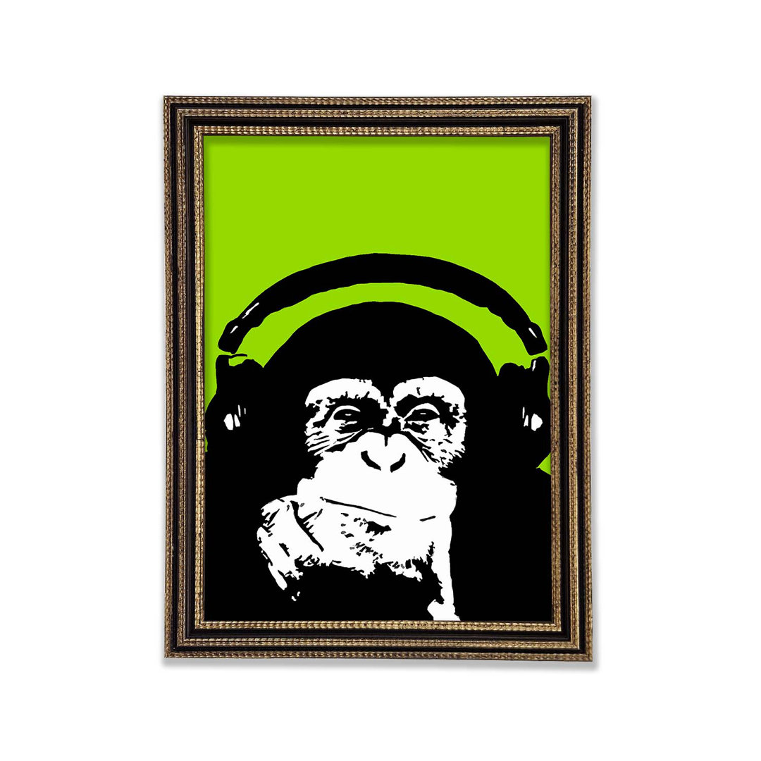 Monkey Dj Gerahmter Druck Wandkunst