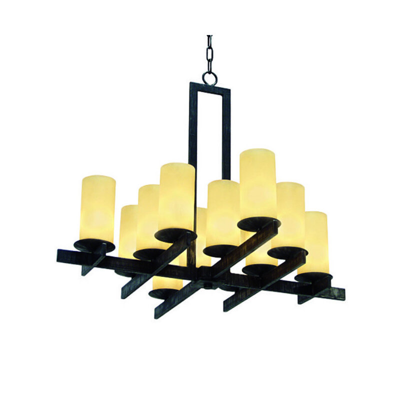 Lustre classique / traditionnel à 12 lumières Dante, Noir délavé, Taupe faille