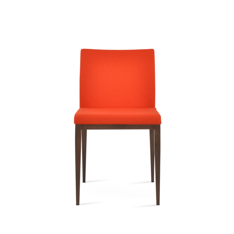 Chaise d'appoint Aria, Laine orange, Noyer