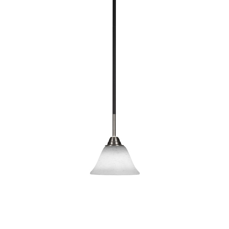Luminaire suspendu Paramount, fini noir mat et nickel brossé avec verre de 7 po, Mousseline blanche