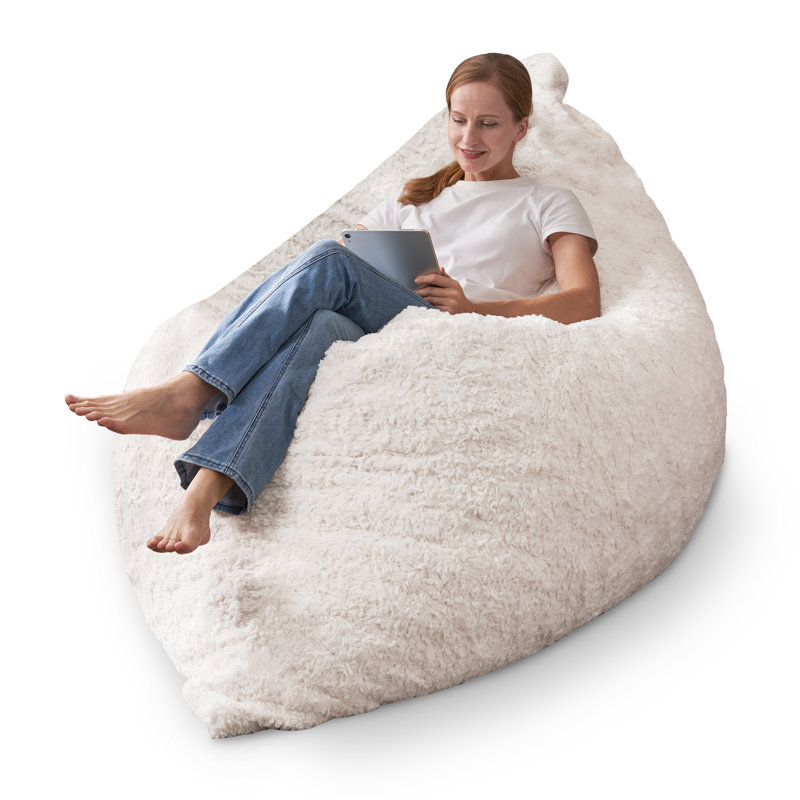  4 In 1 Bean Bag Chair, Giant Memory Foam Filling Bean Bag Sofa, Adult Bean Bag Chair, Machine Washable Faux Fur Cover, Bean Bag For Adult
