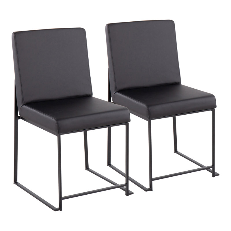 Chaise rembourrée à haut dossier Brieon (ensemble de 2), Noir