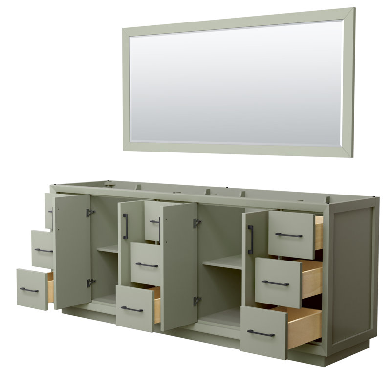 Strada 83.25'' Double Bathroom Vanity Base Only, Light Green/Black