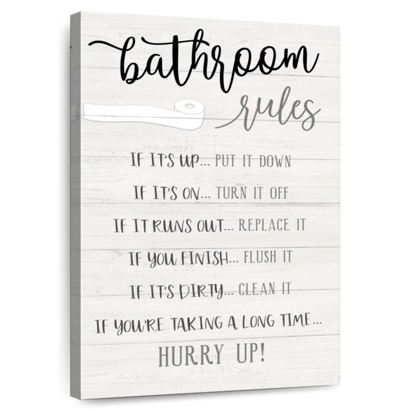 Tergel Hurry Up Bathroom Rules, 12" H x 8" W