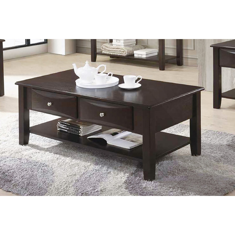 Table basse à deux tiroirs en brun