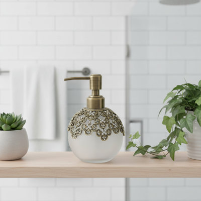 Distributeur de lotion et de savon en verre givré rechargeable avec pompe en métal - Décoration de Noël élégante pour maman