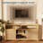 Fluted TV Stand For 65" TV, Adjustable Shelves-2098554427