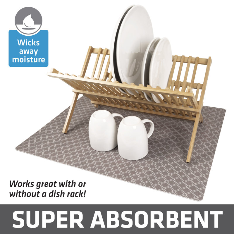 Taupe Low-Profile Super Absorbent Dish Drying Mat