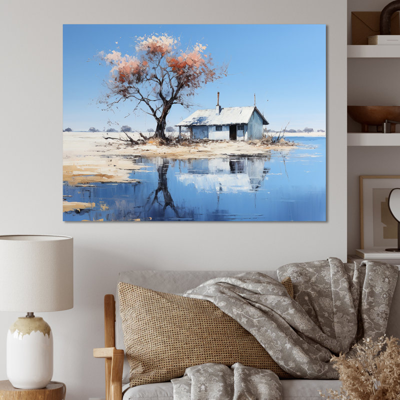 «Minimalisme» Lakefront Cottage Oasis 3 - Paysage, art mural sur toile tendue, Toile tendue, H 40 po x l 30 po x P 1,5 po