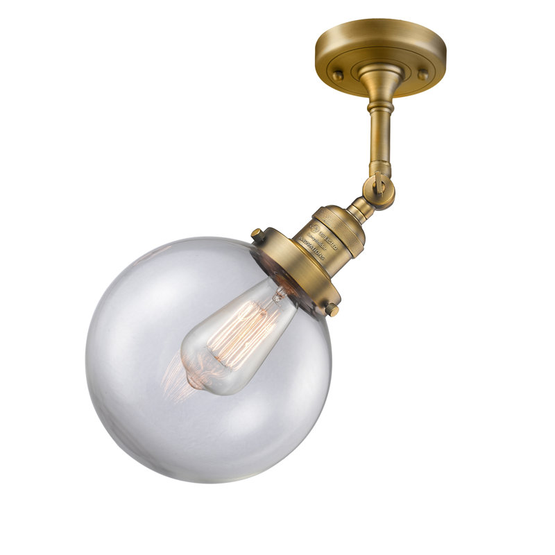 Applique murale pour salle de bain 1 lumière Clementina, Ampoule incandescente rétro de 60 watts, Transparent, Laiton brossé