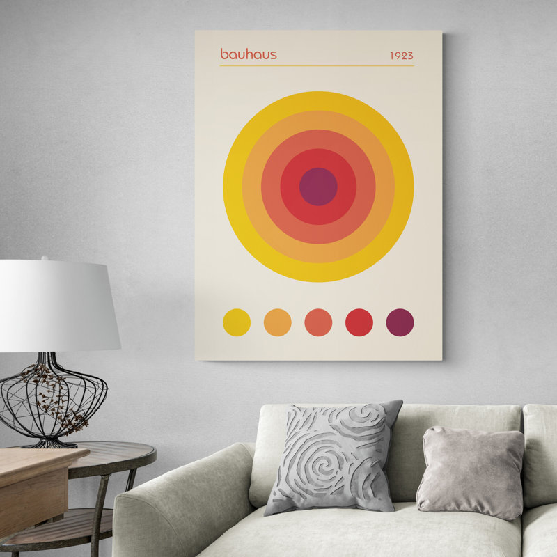 Bauhaus Concentric Circles - Wrapped Canvas Print, 61cm H x 41cm W