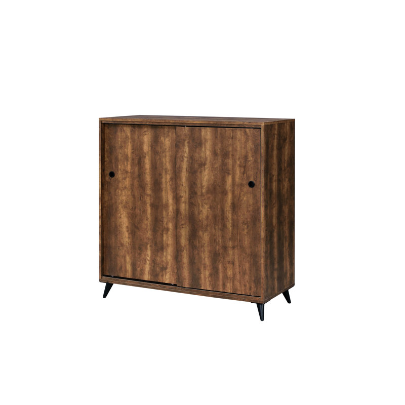 Range-chaussures moderne avec portes coulissantes - 4 compartiments pour un rangement soigné en chêne