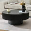 Table basse ronde élégante, table de bout tambour moderne, table cannelée minimaliste