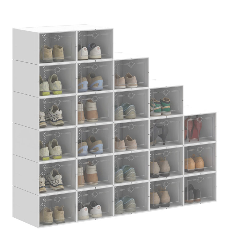 Aurelio Foldable Shoe Storage Box, White
