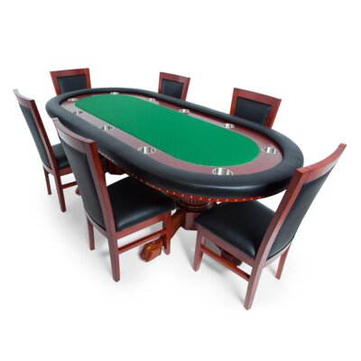 BBO Poker Rockwell Poker Table with Speed Cloth Playing Surface, with 6 Dining Chairs -  2BBO-RW-GRN-SUITED-6C