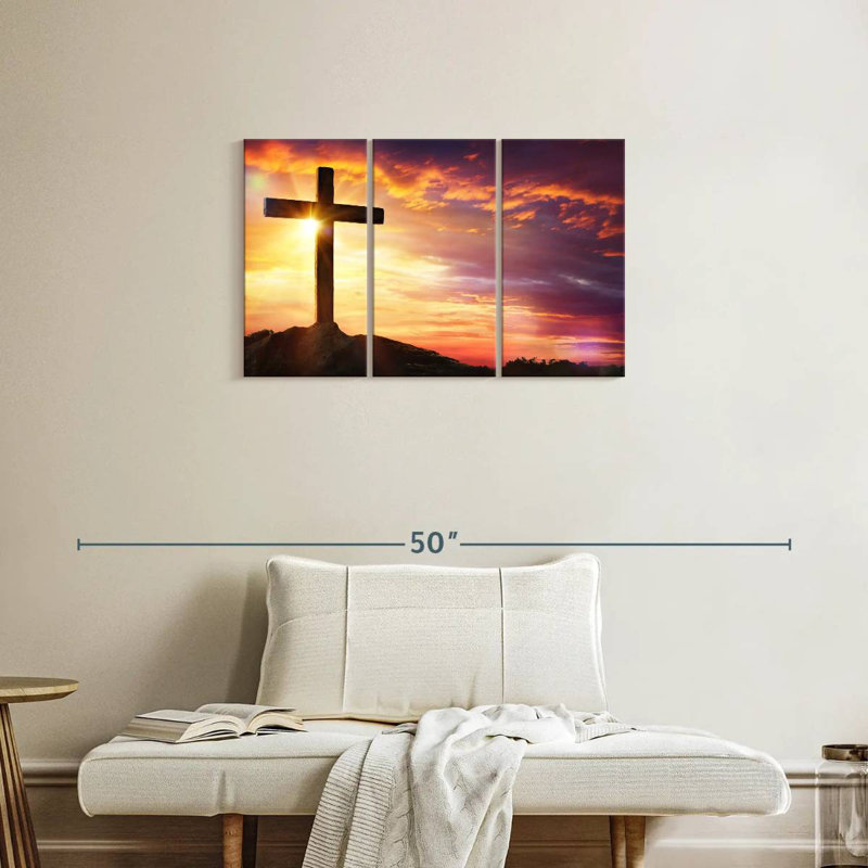 Adella Sunset With Cross, 20" H x 33" W