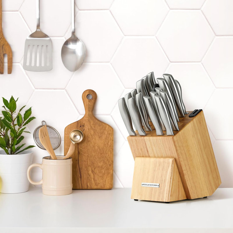 Zulay Kitchen Zulay Kitchen Premium 18-Piece Knife Set with Natural Wood Block and Built-in Sharpener