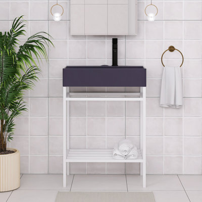 24'' Freestanding Single Bathroom Vanity With Purple Ceramic Top