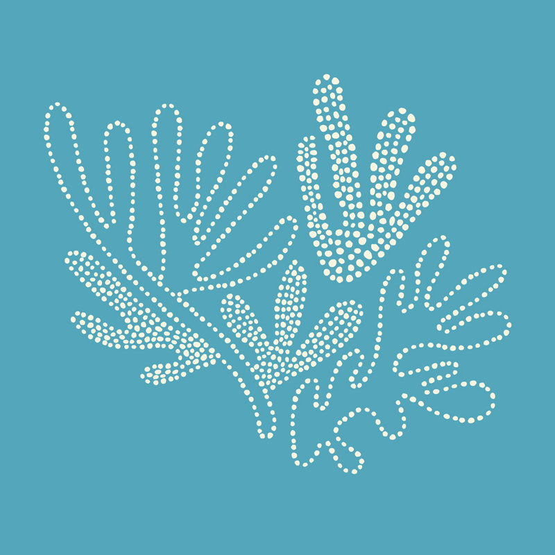 Illustration de corail - estampe numérique sur toile tendue par Roochita Chachra, H 15 po x l 15 po