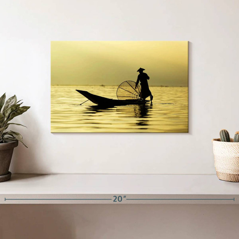 Pêcheur du lac Senne Inle, H 8 po x l 12 po