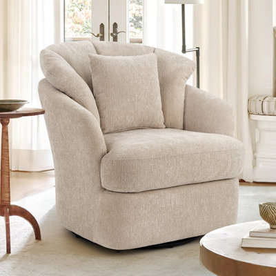 Lakitia Rowena Upholstered Swivel Barrel Chair